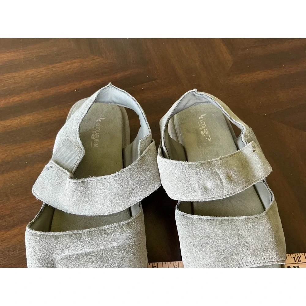 Koolaburra by UGG Suede Platform Sandals Adjustable Straps Grey Sage Women 11